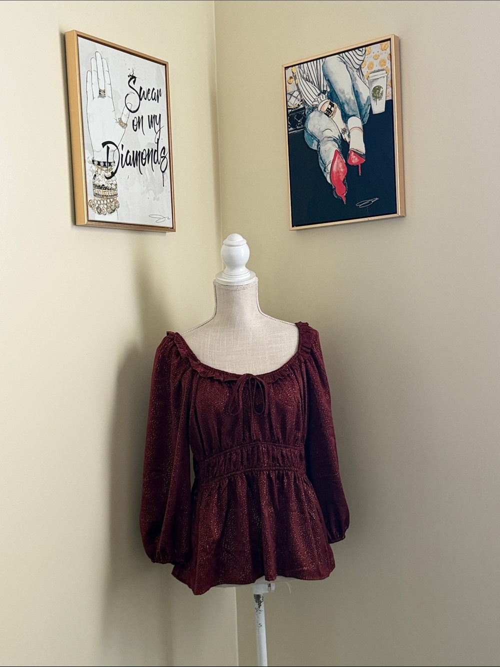 Blu Pepper Peasant Blouse - Elegant Ruffled Neckline